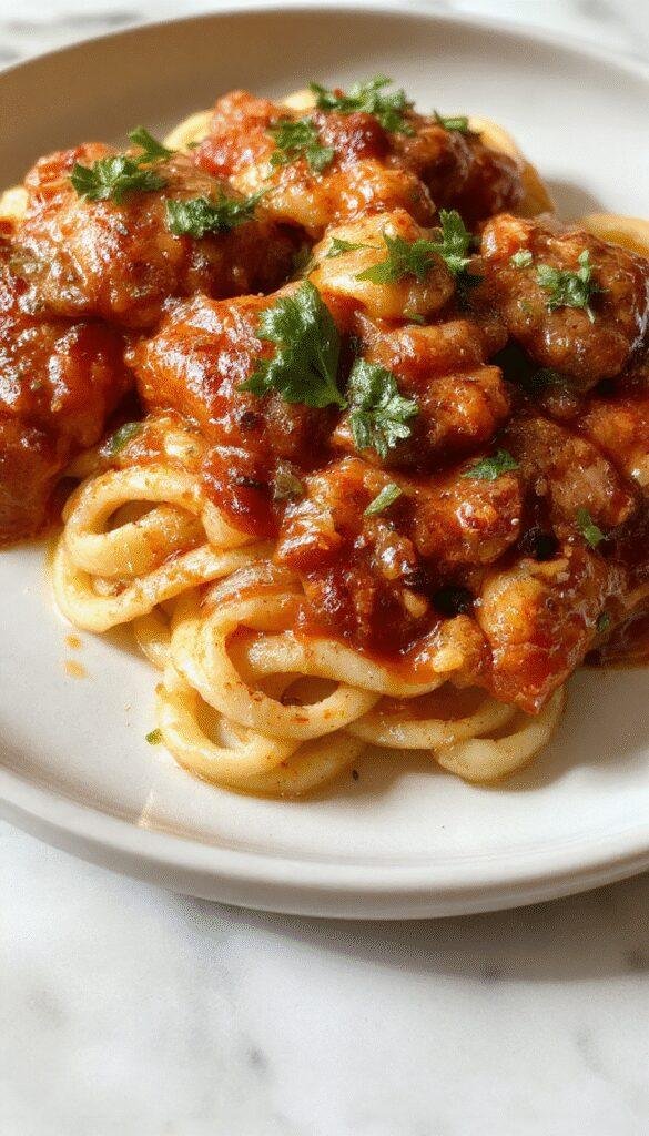 A vibrant platter showcasing seven different Italian pasta sauces, each in bowls with fresh herbs and pasta to highlight their rich textures.