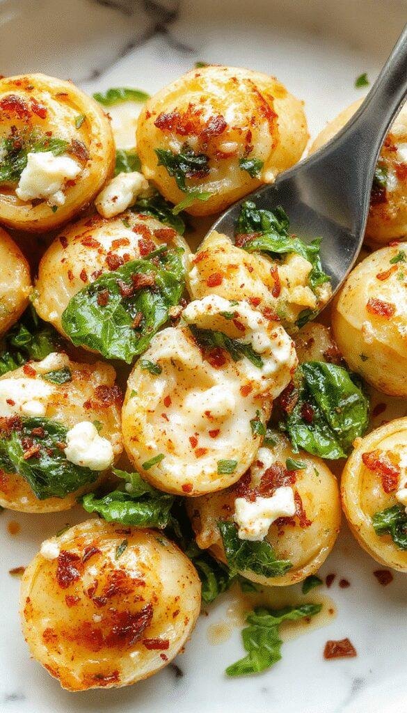 Bright and inviting plate featuring large cooked pasta shells filled with creamy ricotta and vibrant green spinach, garnished with fresh herbs on a white ceramic dish, with a rustic wooden background and a drizzle of olive oil, showcasing textures of melty cheese and tender pasta.