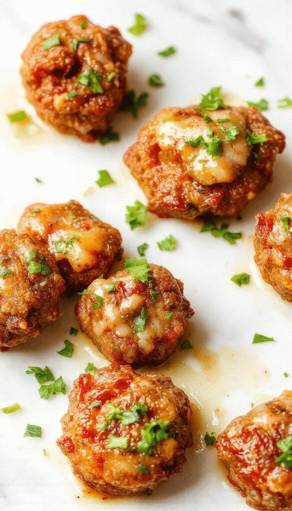 Colorful close-up of succulent beef bites glazed with garlic butter resting on a white plate, garnished with fresh herbs, with a background of rustic wooden table and side of roasted vegetables, textures of tender beef and glossy sauce visible, styled with minimalistic elegance.
