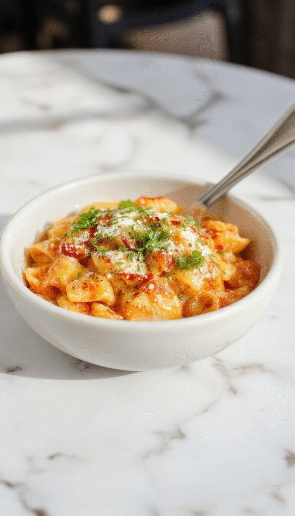 A vibrant plate of freshly cooked pasta garnished with cherry tomatoes, basil, and a drizzle of olive oil, showcasing a light and fresh pasta dish.