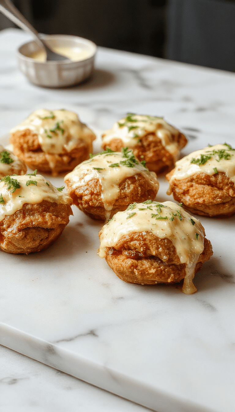 A close-up of golden-brown cheeseburger rollups sliced in half, revealing melted cheese, seasoned ground beef, and fresh herbs inside, arranged on a rustic wooden platter with sprigs of parsley and a side of dipping sauce, styled to highlight their crispy edges and gooey center.