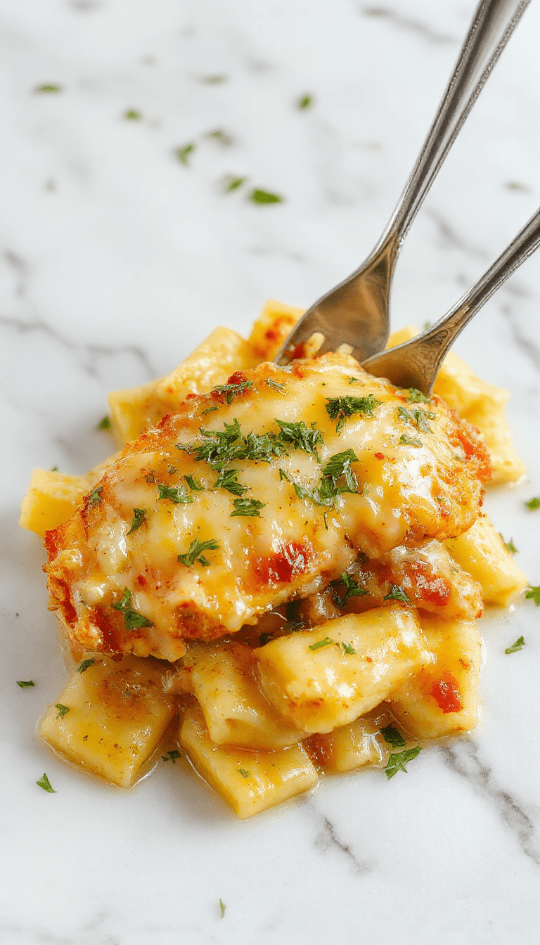 Colorful plate featuring golden-brown garlic butter chicken bites arranged atop a bed of creamy, smoothly sauced pasta garnished with fresh herbs, served on a white ceramic plate with a rustic wooden background, showcasing textures of tender chicken, silky pasta, and aromatic herbs.