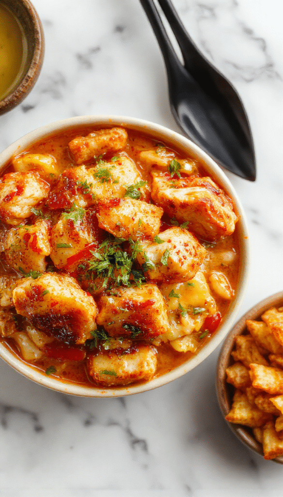 Colorful chicken ramen stir fry served in a stylish white bowl, featuring tender sliced chicken, vibrant vegetables, and perfectly cooked ramen noodles with a glossy sauce, garnished with green onions and sesame seeds, styled on a rustic wooden table with a soft-focus background.
