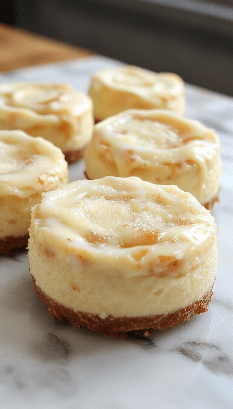 Colorful mini cheesecakes arranged on a white plate topped with fresh berries and a drizzle of fruit sauce, featuring smooth creamy filling, golden-brown crust, and a glossy finish.