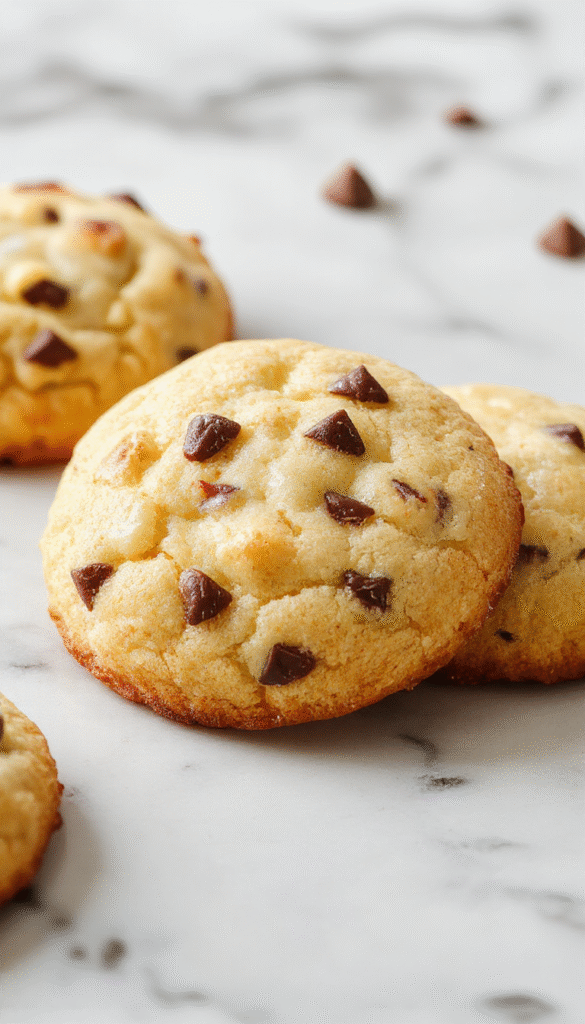 Golden-brown German butter cookies arranged neatly on a rustic wooden plate, showcasing their smooth, buttery texture with a hint of shine. The cookies are round, slightly cracked on top, with fine sugar sprinkling, complementing a cozy kitchen setting with soft natural light.
