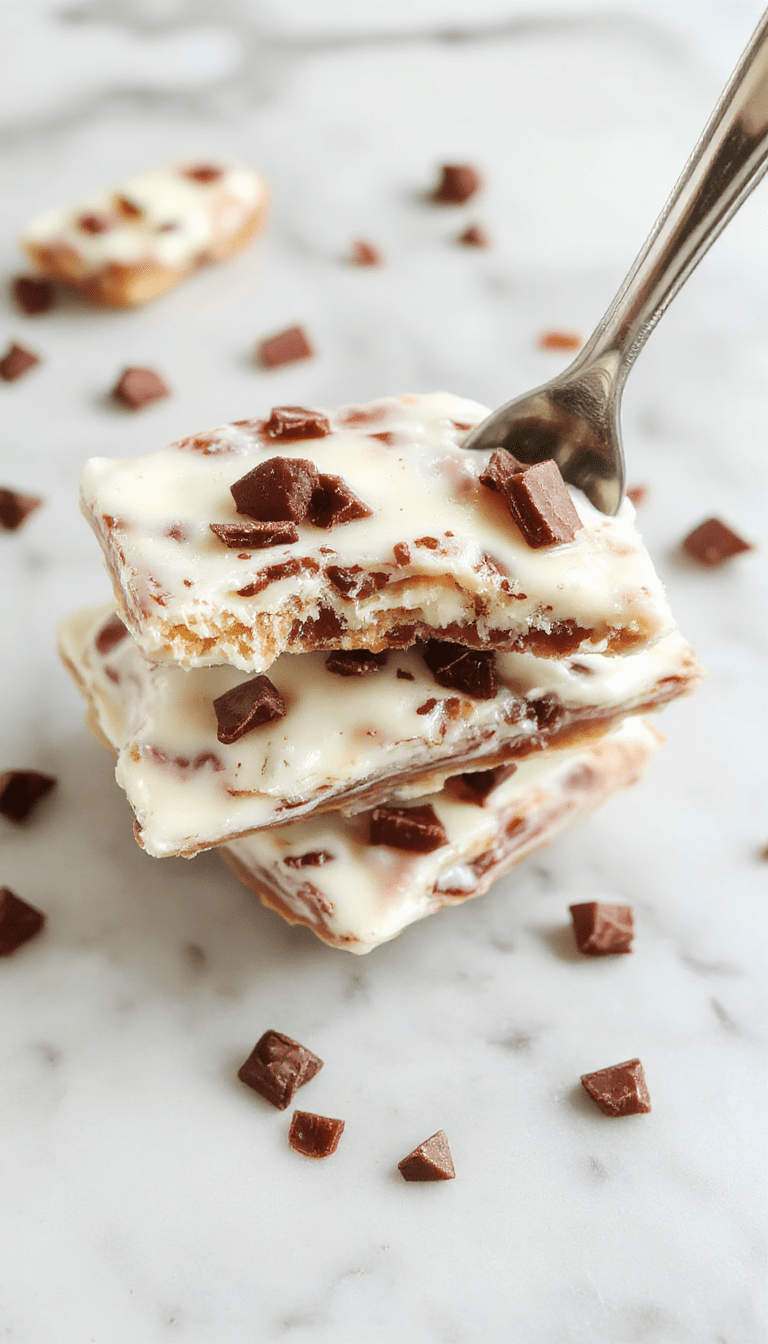 A vibrant, rectangular protein yogurt bark topped with fresh strawberries, blueberries, and sliced almonds, set on a white plate with a rustic wooden background, showcasing a colorful array of textures and fresh fruit accents.
