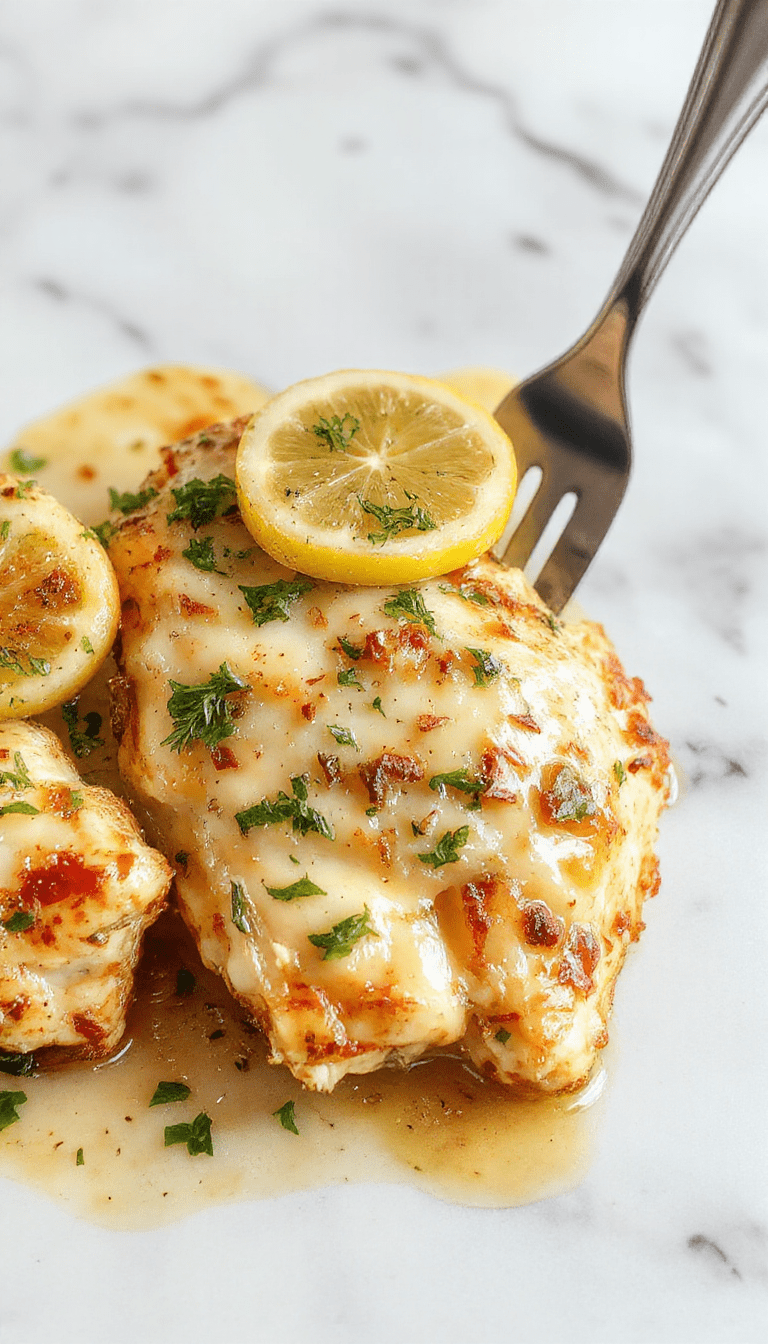 A vibrant plate featuring golden-brown lemon chicken with a lemon wedge on top, garnished with fresh herbs and served alongside roasted vegetables on a rustic white platter. The dish showcases crispy edges and tender insides, with a glossy lemon sauce drizzled over. The background includes a linen napkin and a sprig of fresh herbs, emphasizing a cozy family meal atmosphere.