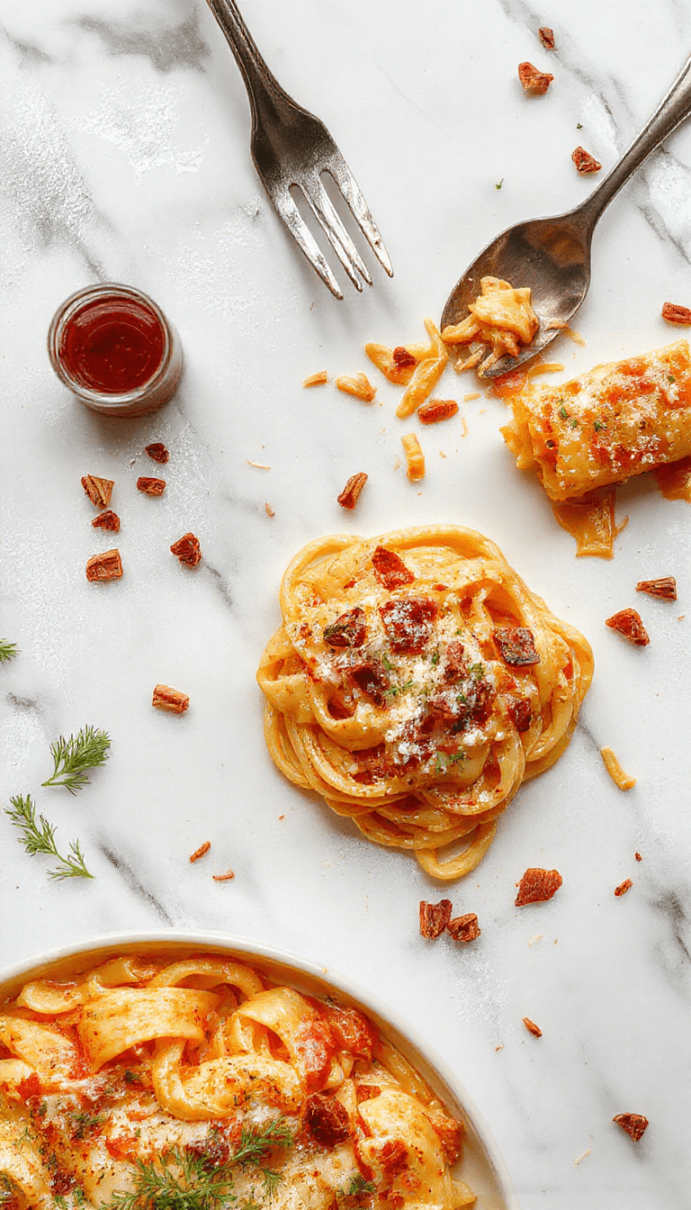 A vibrant plate of Marry Me Tortellini featuring golden-brown tortellini pasta coated in a rich, creamy sauce, garnished with fresh herbs and sprinkled with Parmesan cheese, presented on a white ceramic plate with a rustic wooden table background.