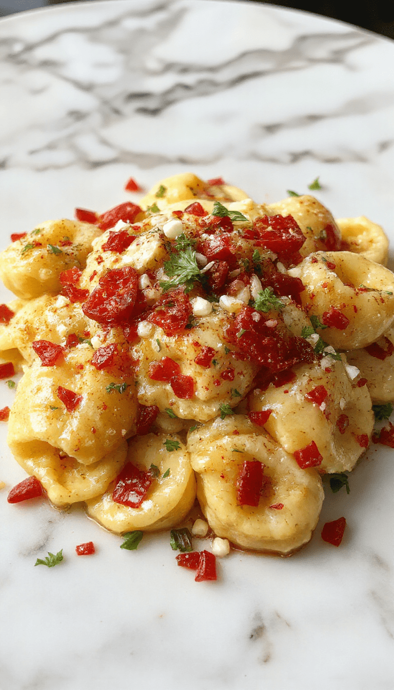 Colorful plate featuring creamy cheese-filled tortellini garnished with fresh basil and cherry tomatoes, topped with a drizzle of balsamic glaze, styled on a white ceramic plate with rustic wooden background highlighting the vibrant dish.