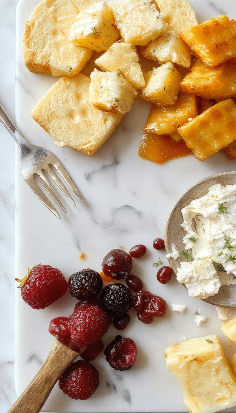 A vibrant summer cheese board arranged with colorful sliced cheeses, fresh fruits like strawberries, grapes, and slices of watermelon, alongside crackers and mini bowls of dips. The board has a playful, inviting arrangement suitable for kids, with bright lighting emphasizing the fresh, fruity ingredients and varied textures.